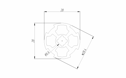 加強(qiáng)鋁管B尺寸圖